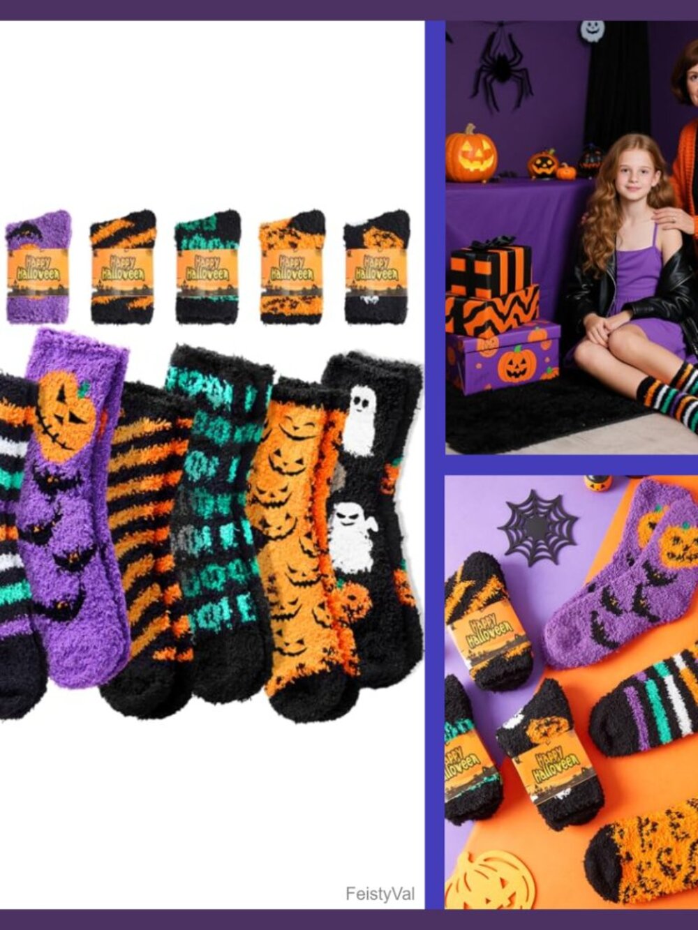6 Pairs Fuzzy Socks Women Coral Fleece Slipper Socks Gift Set